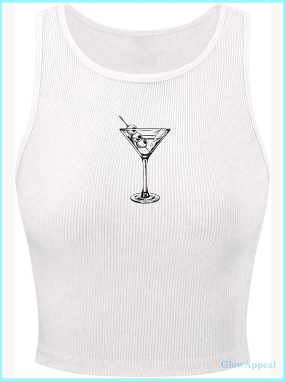 Sleeveless Martini Graphic Crop Tank Top